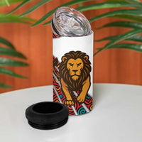 Burundi Lion Tribal Pattern 4 in 1 Can Cooler Tumbler with National Motto Unité Travail Progrès
