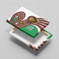 Burundi Lion Tribal Pattern Canvas Wall Art with National Motto Unité Travail Progrès