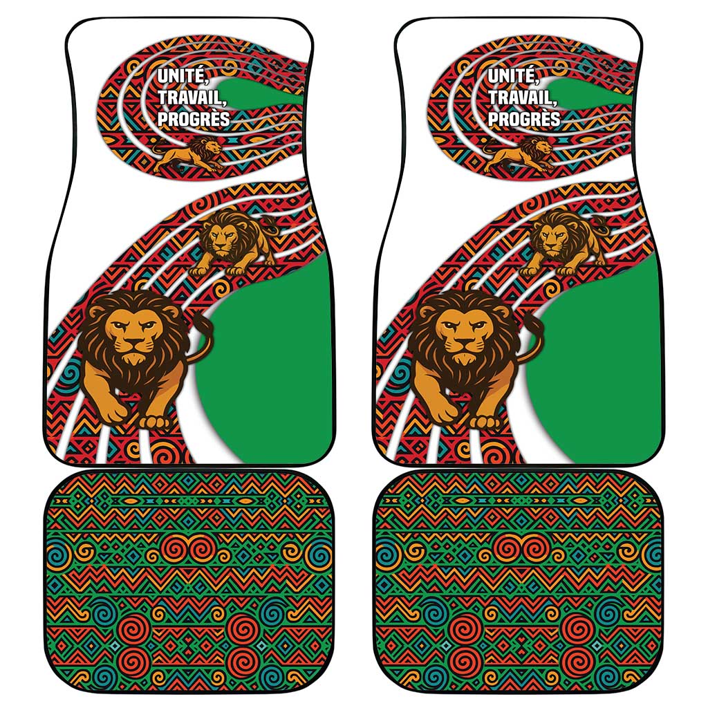 Burundi Lion Tribal Pattern Car Mats with National Motto Unité Travail Progrès