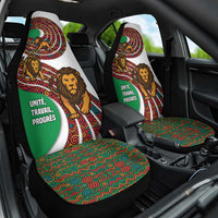 Burundi Lion Tribal Pattern Car Seat Cover with National Motto Unité Travail Progrès
