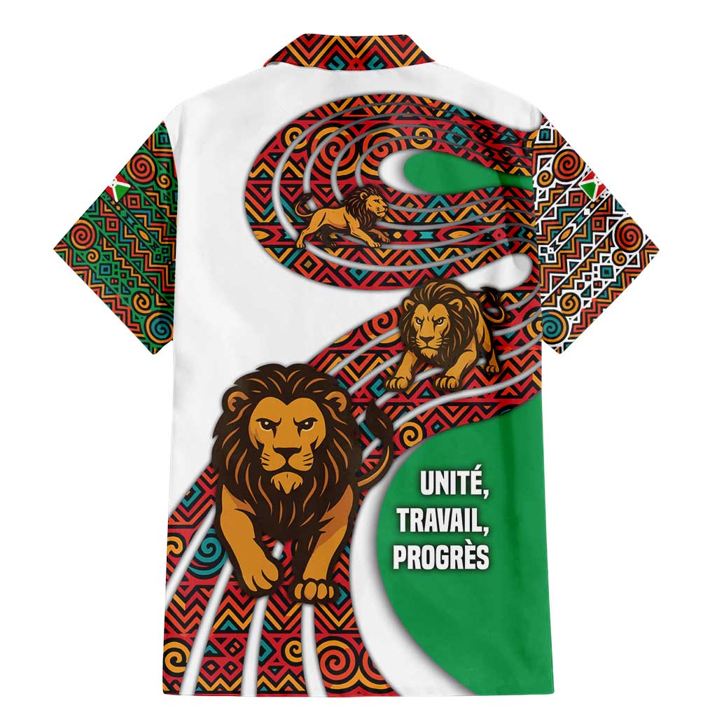 Burundi Lion Tribal Pattern Family Matching Mermaid Dress and Hawaiian Shirt with National Motto Unité Travail Progrès