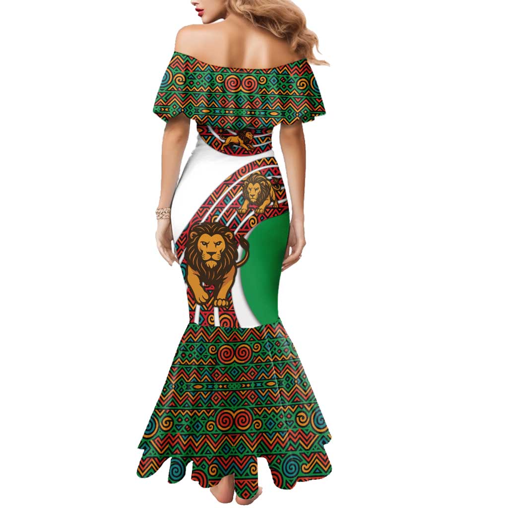 Burundi Lion Tribal Pattern Family Matching Mermaid Dress and Hawaiian Shirt with National Motto Unité Travail Progrès