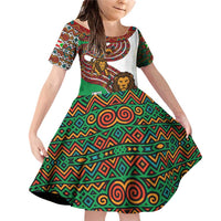 Burundi Lion Tribal Pattern Family Matching Off Shoulder Short Dress and Hawaiian Shirt with National Motto Unité Travail Progrès