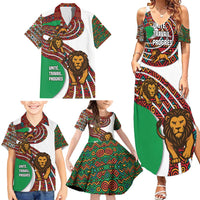 Burundi Lion Tribal Pattern Family Matching Summer Maxi Dress and Hawaiian Shirt with National Motto Unité Travail Progrès