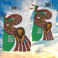 Burundi Lion Tribal Pattern Garden Flag with National Motto Unité Travail Progrès