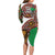 Burundi Lion Tribal Pattern Long Sleeve Bodycon Dress with National Motto Unité Travail Progrès