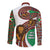 Burundi Lion Tribal Pattern Long Sleeve Button Shirt with National Motto Unité Travail Progrès