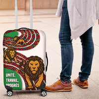 Burundi Lion Tribal Pattern Luggage Cover with National Motto Unité Travail Progrès