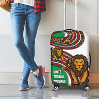 Burundi Lion Tribal Pattern Luggage Cover with National Motto Unité Travail Progrès