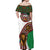 Burundi Lion Tribal Pattern Off Shoulder Maxi Dress with National Motto Unité Travail Progrès