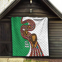 Burundi Lion Tribal Pattern Quilt with National Motto Unité Travail Progrès