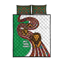 Burundi Lion Tribal Pattern Quilt Bed Set with National Motto Unité Travail Progrès