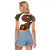 Burundi Lion Tribal Pattern Raglan Cropped T Shirt with National Motto Unité Travail Progrès