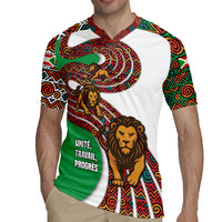 Burundi Lion Tribal Pattern Rugby Jersey with National Motto Unité Travail Progrès