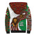 Burundi Lion Tribal Pattern Sherpa Hoodie with National Motto Unité Travail Progrès