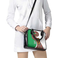 Burundi Lion Tribal Pattern Shoulder Handbag with National Motto Unité Travail Progrès