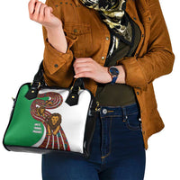 Burundi Lion Tribal Pattern Shoulder Handbag with National Motto Unité Travail Progrès