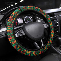 Burundi Lion Tribal Pattern Steering Wheel Cover with National Motto Unité Travail Progrès