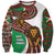 Burundi Lion Tribal Pattern Sweatshirt with National Motto Unité Travail Progrès