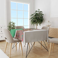 Burundi Lion Tribal Pattern Tablecloth with National Motto Unité Travail Progrès