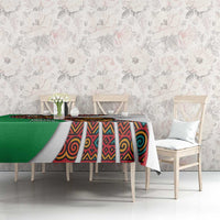 Burundi Lion Tribal Pattern Tablecloth with National Motto Unité Travail Progrès