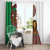 Burundi Lion Tribal Pattern Window Curtain with National Motto Unité Travail Progrès