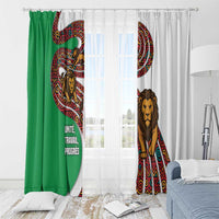 Burundi Lion Tribal Pattern Window Curtain with National Motto Unité Travail Progrès