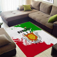 Burundi Flag Area Rug with National Emblem and Motto Unité Travail Progres