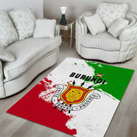 Burundi Flag Area Rug with National Emblem and Motto Unité Travail Progres
