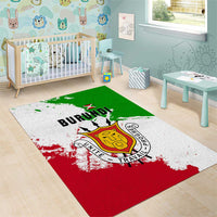Burundi Flag Area Rug with National Emblem and Motto Unité Travail Progres