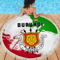 Burundi Flag Beach Blanket with National Emblem and Motto Unité Travail Progres