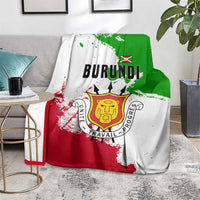 Burundi Flag Blanket with National Emblem and Motto Unité Travail Progres