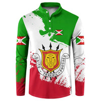 Burundi Flag Button Sweatshirt with National Emblem and Motto Unité Travail Progres