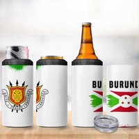 Burundi Flag 4 in 1 Can Cooler Tumbler with National Emblem and Motto Unité Travail Progres