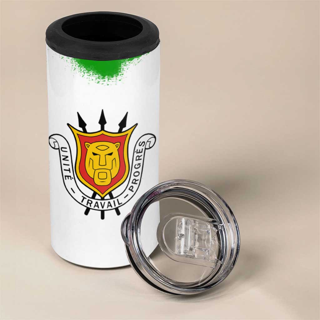 Burundi Flag 4 in 1 Can Cooler Tumbler with National Emblem and Motto Unité Travail Progres