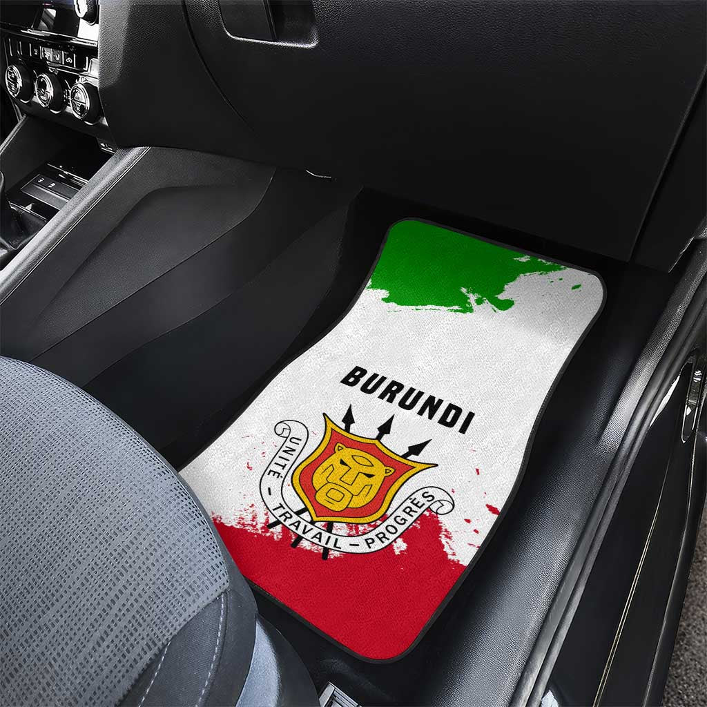 Burundi Flag Car Mats with National Emblem and Motto Unité Travail Progres