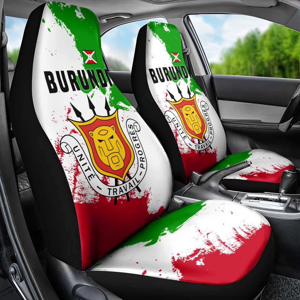 Burundi Flag Car Seat Cover with National Emblem and Motto Unité Travail Progres
