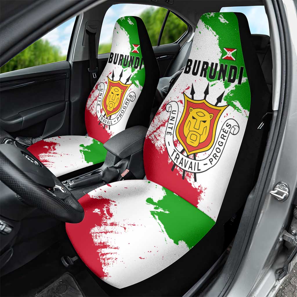 Burundi Flag Car Seat Cover with National Emblem and Motto Unité Travail Progres