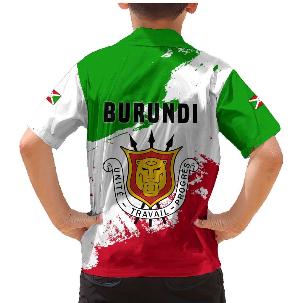 Burundi Flag Family Matching Mermaid Dress and Hawaiian Shirt with National Emblem and Motto Unité Travail Progres