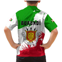 Burundi Flag Family Matching Mermaid Dress and Hawaiian Shirt with National Emblem and Motto Unité Travail Progres