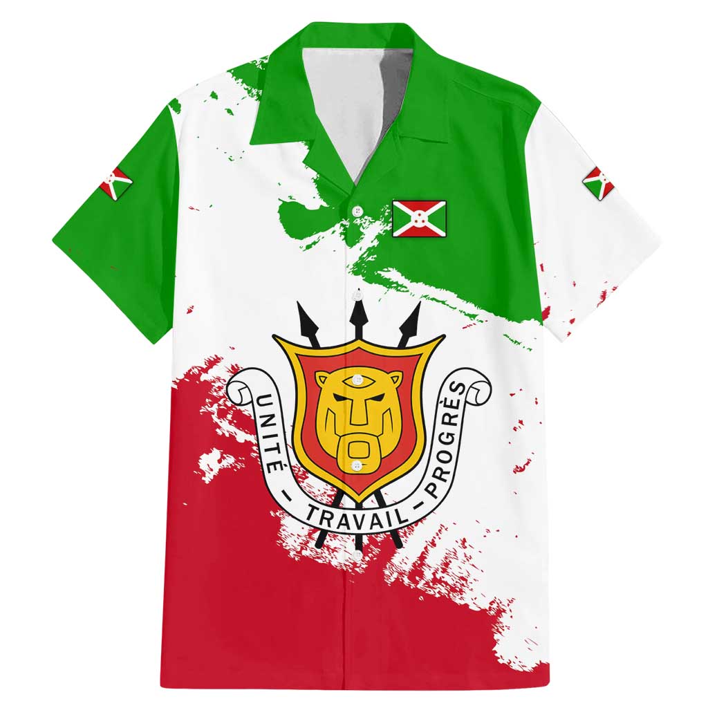 Burundi Flag Family Matching Mermaid Dress and Hawaiian Shirt with National Emblem and Motto Unité Travail Progres