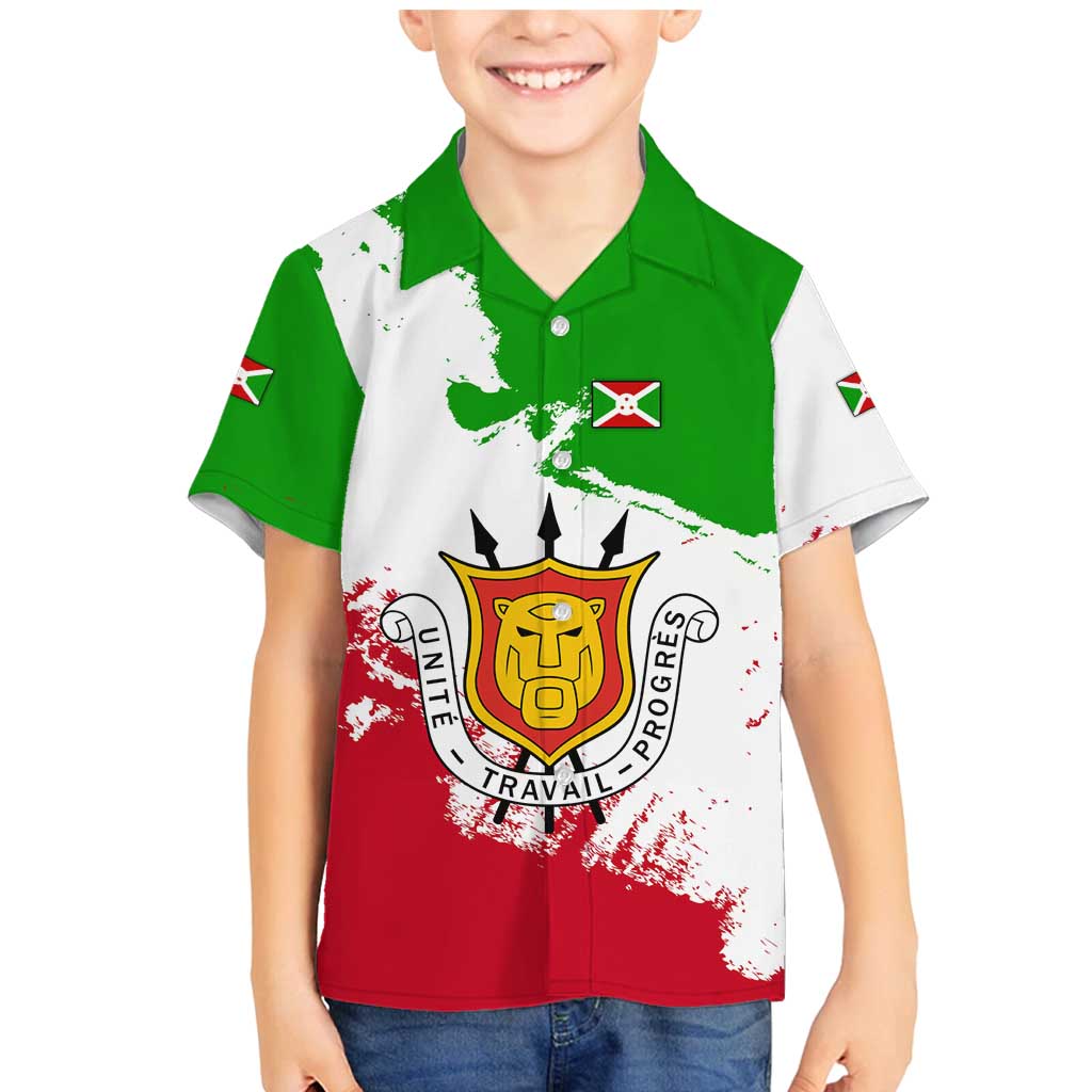 Burundi Flag Family Matching Mermaid Dress and Hawaiian Shirt with National Emblem and Motto Unité Travail Progres