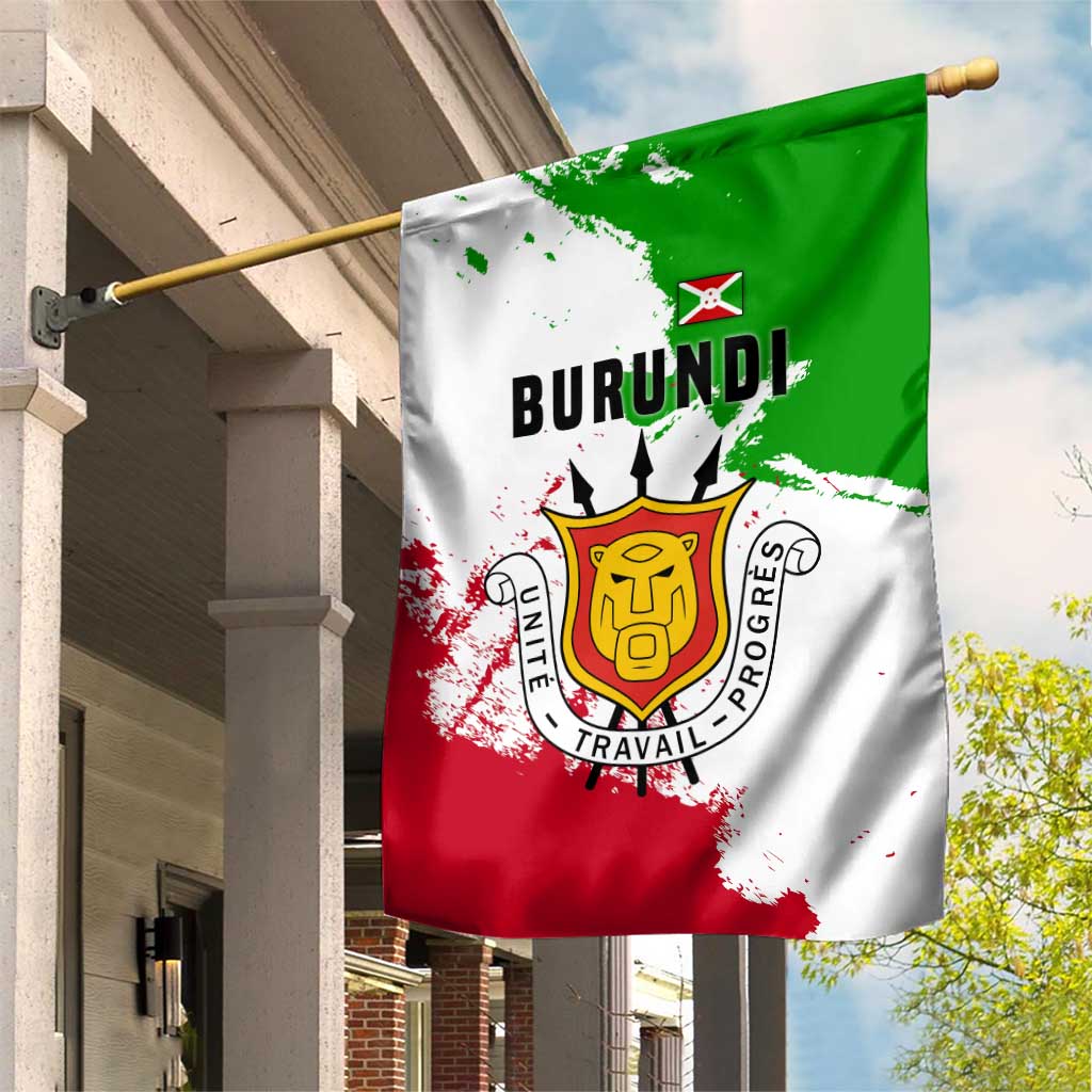 Burundi Flag Garden Flag with National Emblem and Motto Unité Travail Progres