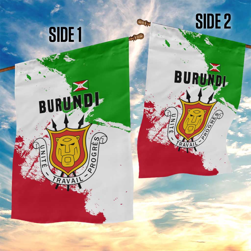 Burundi Flag Garden Flag with National Emblem and Motto Unité Travail Progres