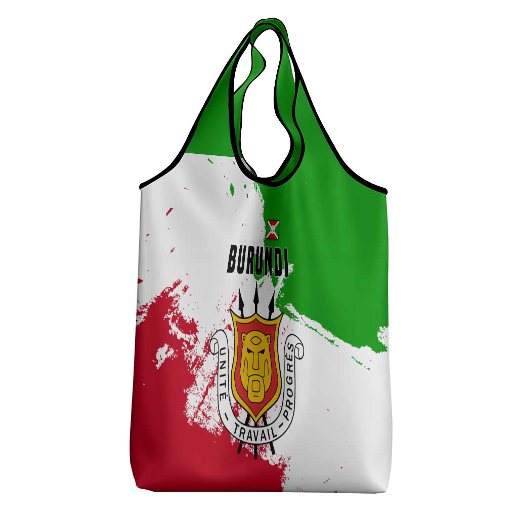 Burundi Flag Grocery Bag with National Emblem and Motto Unité Travail Progres