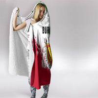 Burundi Flag Hooded Blanket with National Emblem and Motto Unité Travail Progres