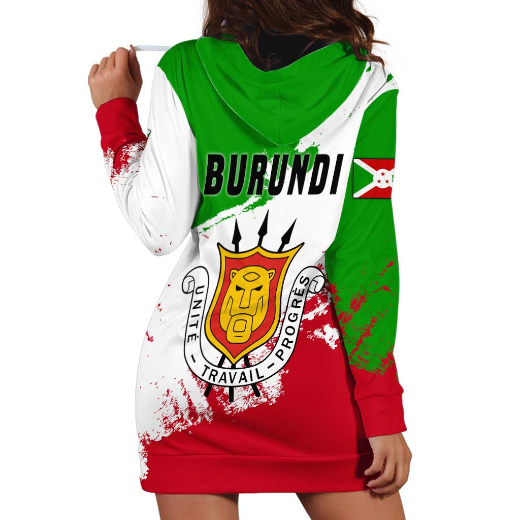 Burundi Flag Hoodie Dress with National Emblem and Motto Unité Travail Progres