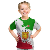 Burundi Flag Kid T Shirt with National Emblem and Motto Unité Travail Progres