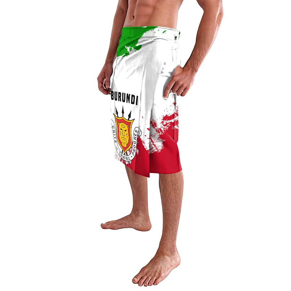 Burundi Flag Lavalava with National Emblem and Motto Unité Travail Progres