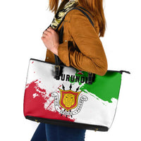 Burundi Flag Leather Tote Bag with National Emblem and Motto Unité Travail Progres